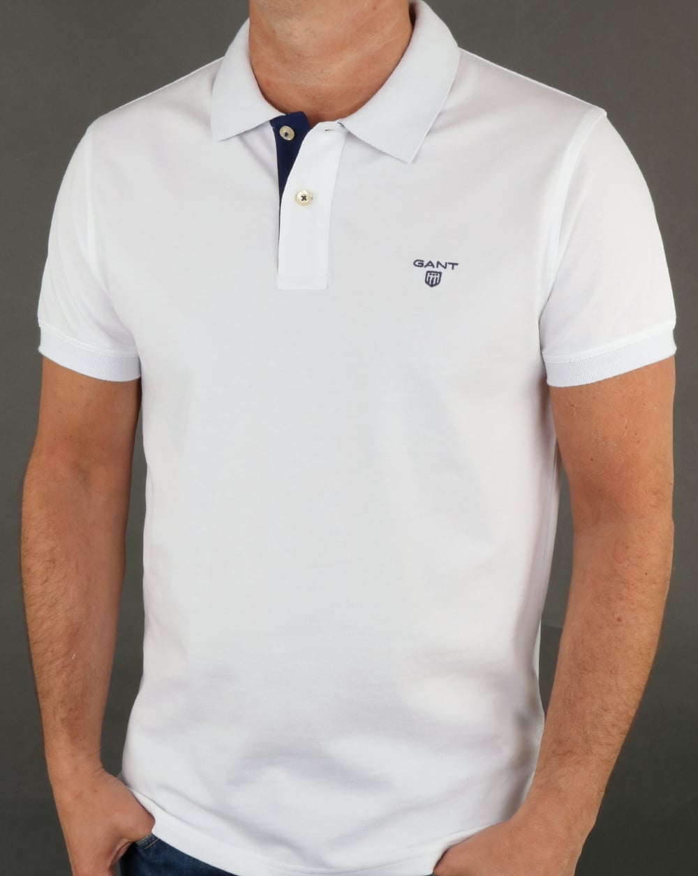 Gant Contrast Collar Polo Shirt White