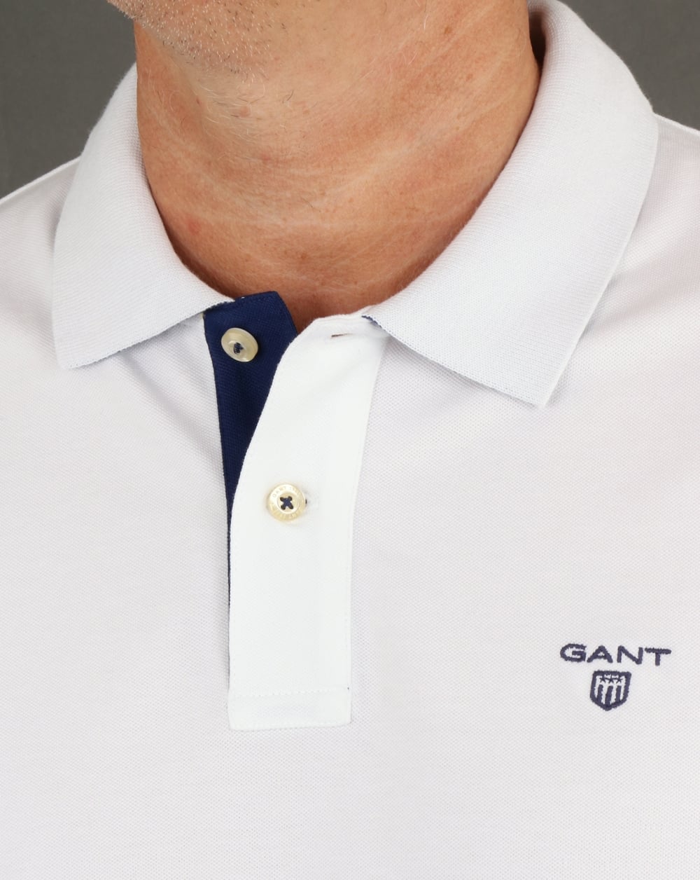 Gant Contrast Collar Polo Shirt White