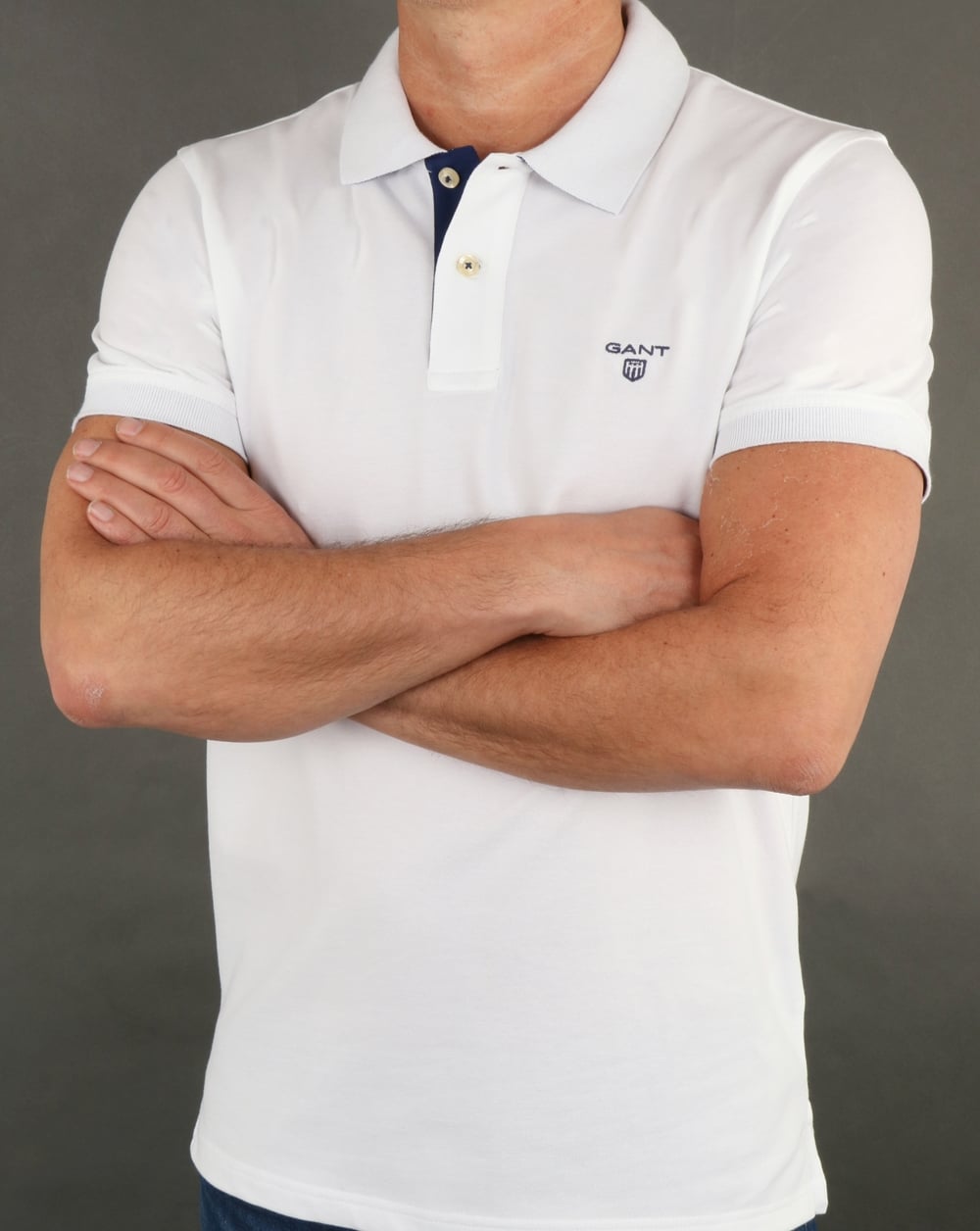 Gant Contrast Collar Polo Shirt White