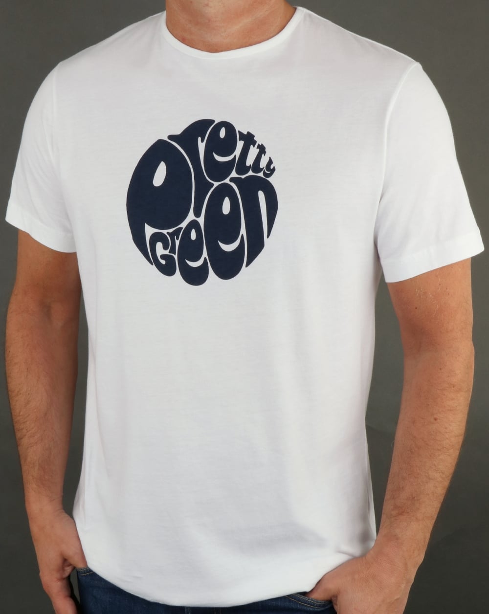 Pretty Green Gillespie Logo T Shirt White/Navy