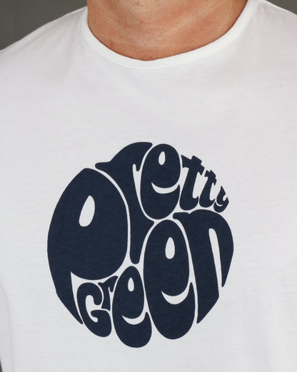 Pretty Green Gillespie Logo T Shirt White/Navy