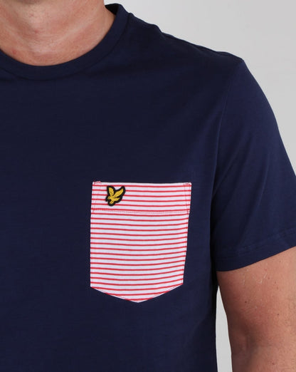 Lyle And Scott Stripe Pocket T Shirt Navy