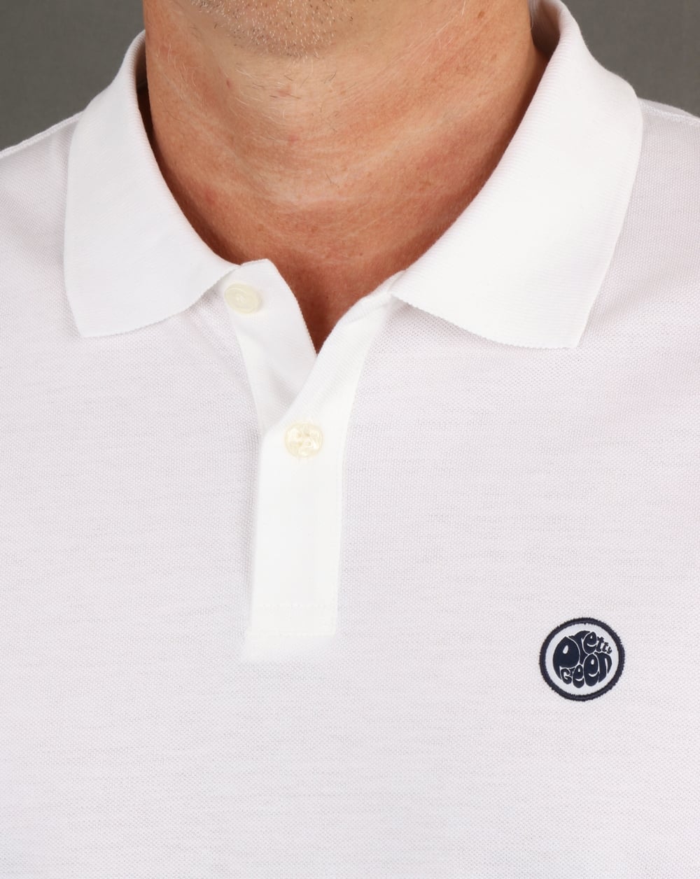 Pretty Green Hartford Long Sleeve Polo Shirt White