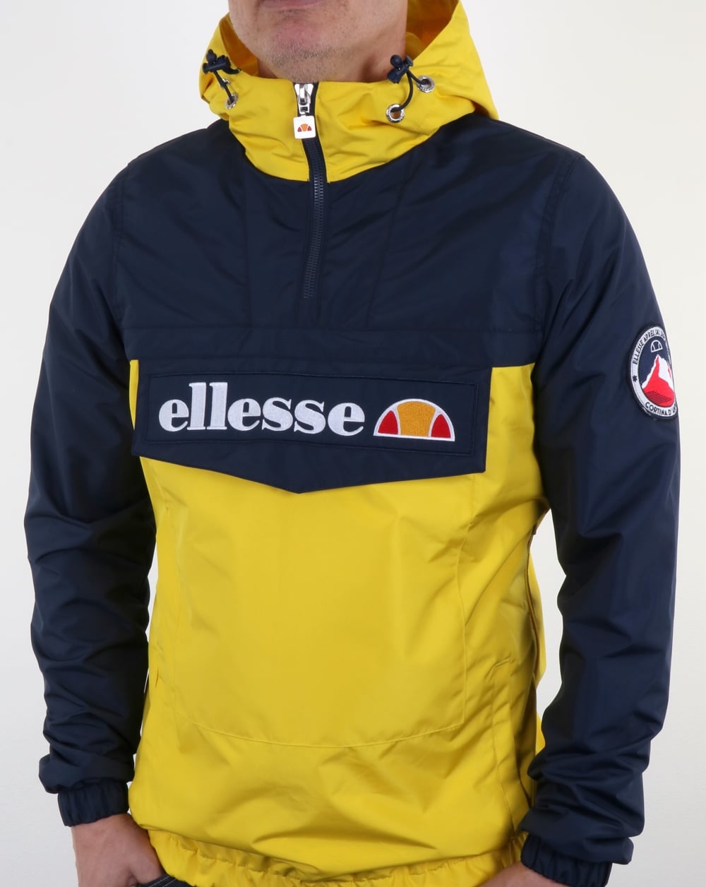 Ellesse Quarter Zip Overhead Jacket in Navy/Yellow