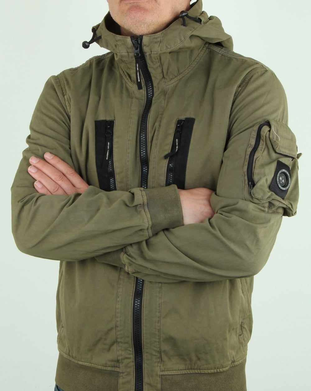 Marshall Artist Garment Dyed Bomber Jacket Khaki