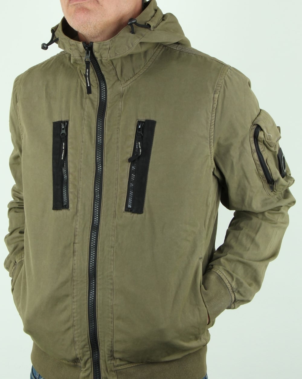 Marshall Artist Garment Dyed Bomber Jacket Khaki