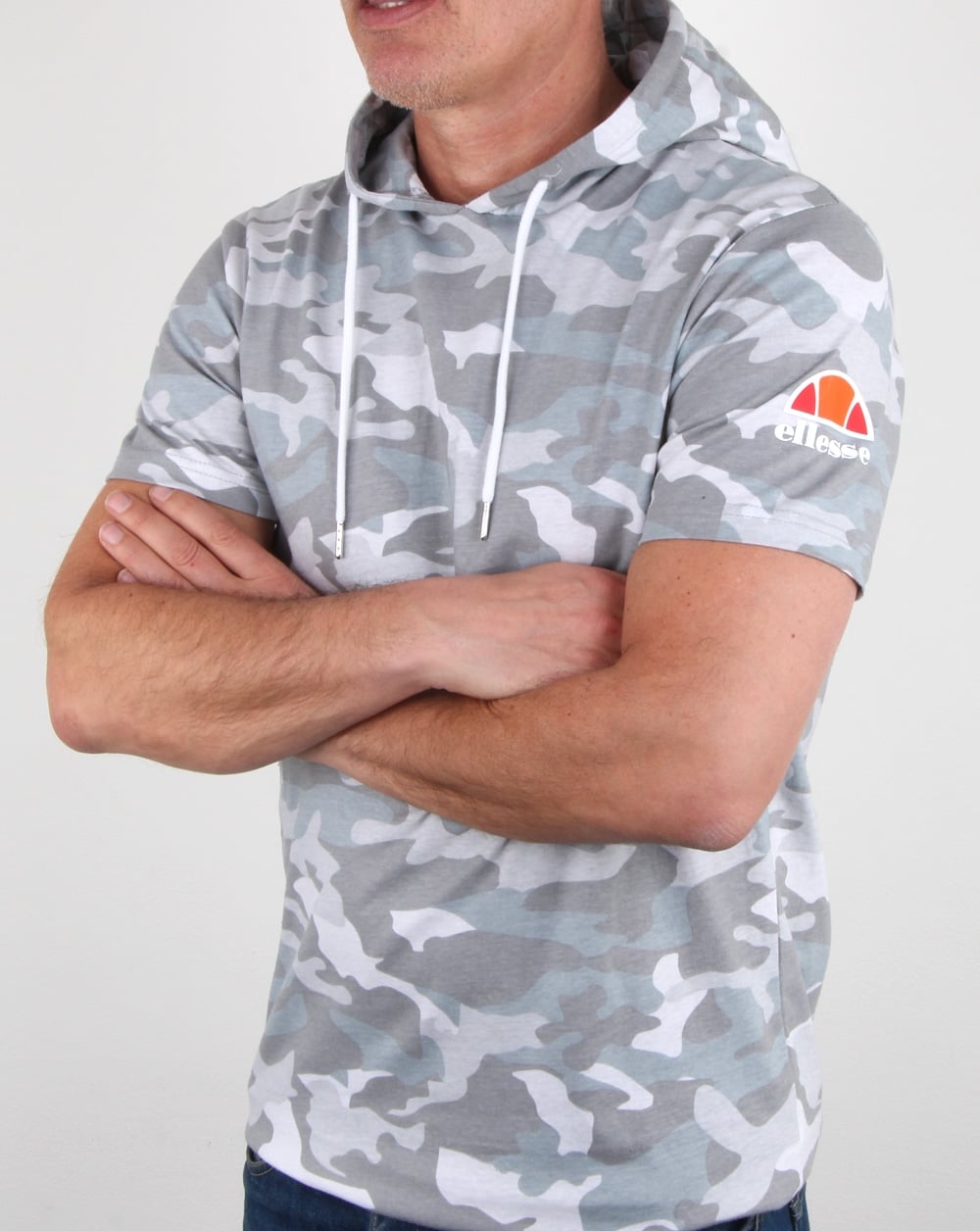 Ellesse Arpreggiare Hooded T Shirt Grey Camo