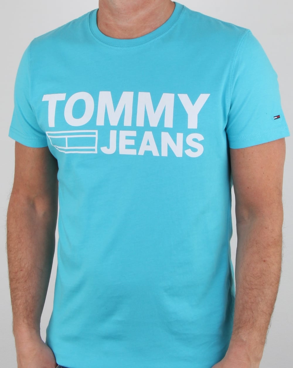 Tommy Hilfiger Logo T Shirt Aqua Blue