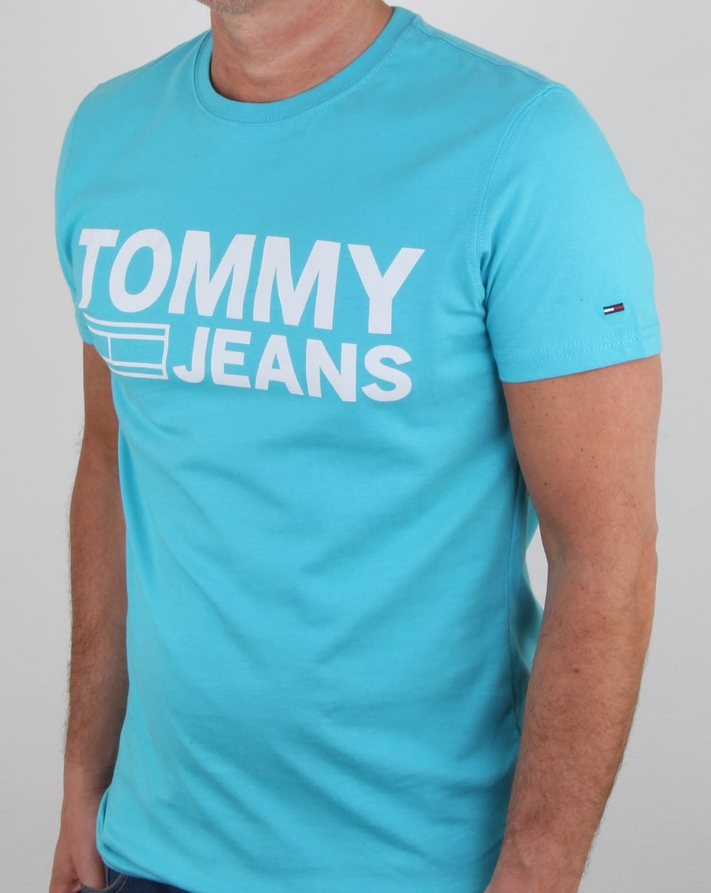 Tommy Hilfiger Logo T Shirt Aqua Blue