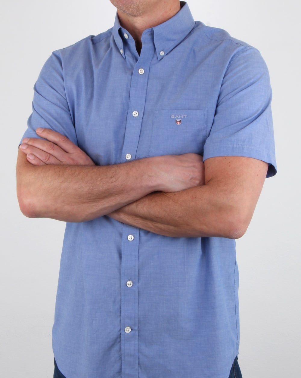 Gant Broadcloth Short Sleeve Shirt Yale Blue
