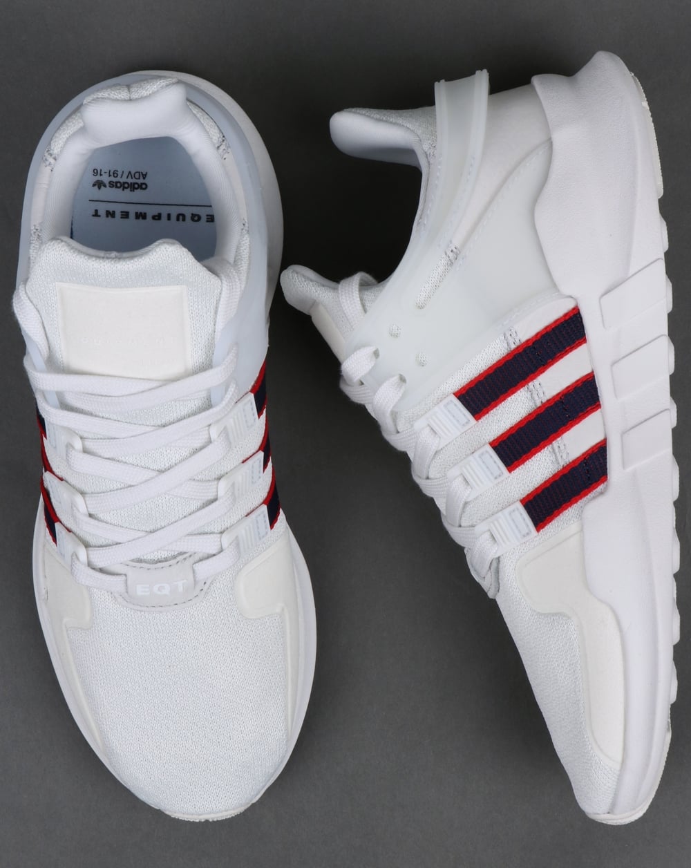 Adidas EQT Support ADV Trainers Crystal White/Navy/Scarlet