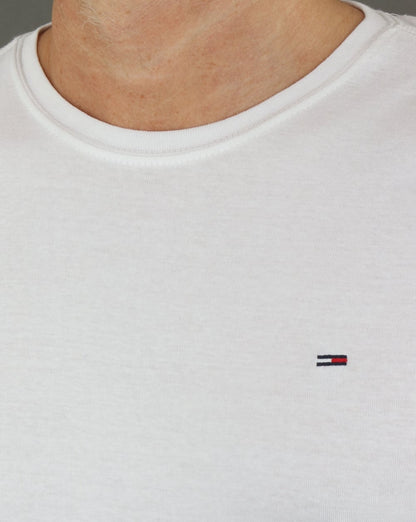 Tommy Jeans Rib Cotton Long Sleeve T Shirt White
