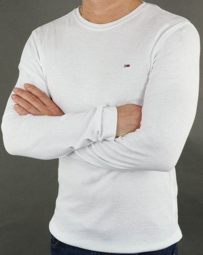 Tommy Jeans Rib Cotton Long Sleeve T Shirt White