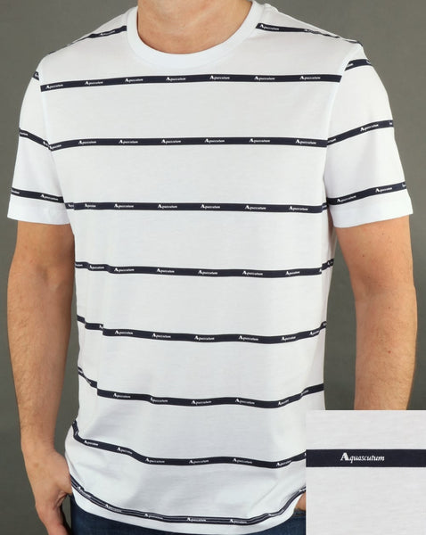 Aquascutum Whillan Aqua Stripe T Shirt White