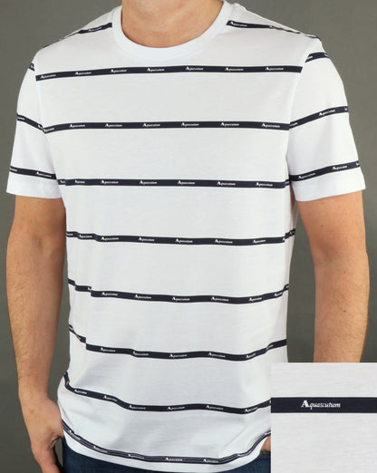 Aquascutum Whillan Aqua Stripe T Shirt White