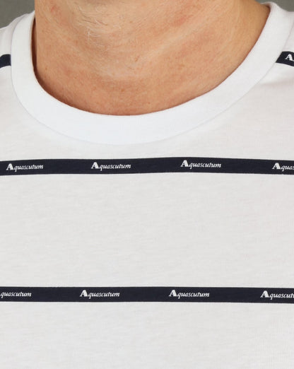 Aquascutum Whillan Aqua Stripe T Shirt White