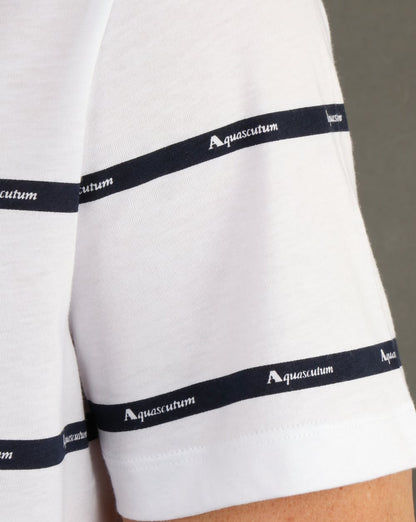 Aquascutum Whillan Aqua Stripe T Shirt White