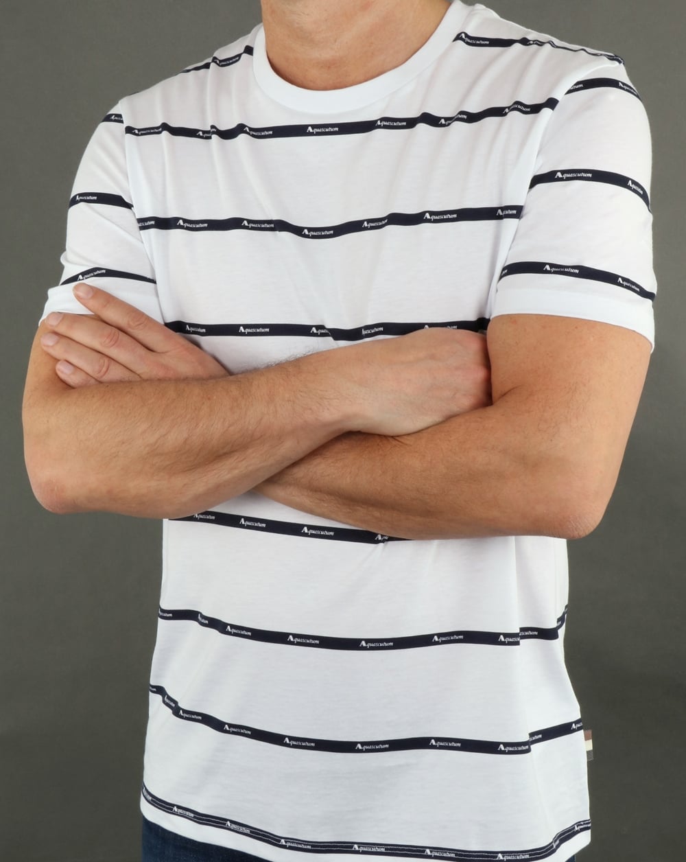 Aquascutum Whillan Aqua Stripe T Shirt White