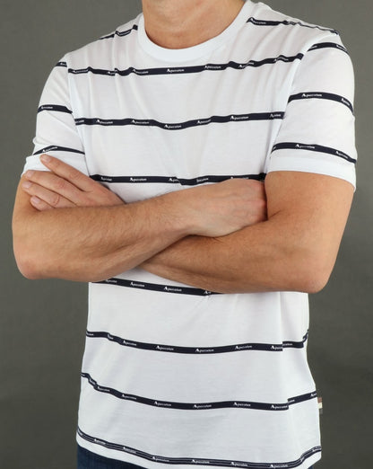 Aquascutum Whillan Aqua Stripe T Shirt White