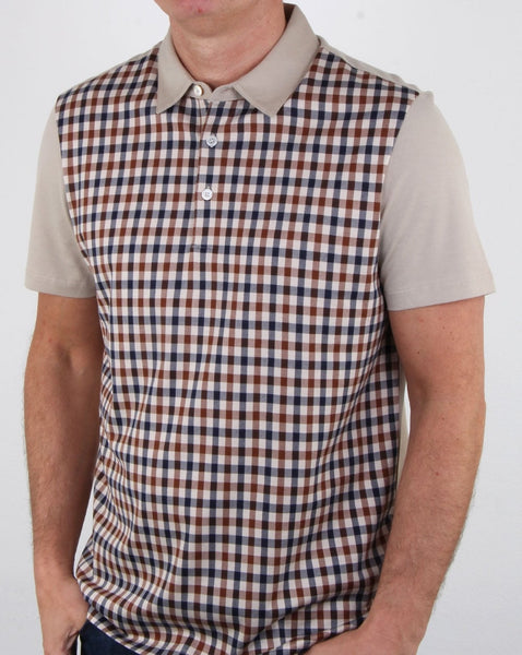 Aquascutum Dillon Club Check Polo Shirt classic vicuna