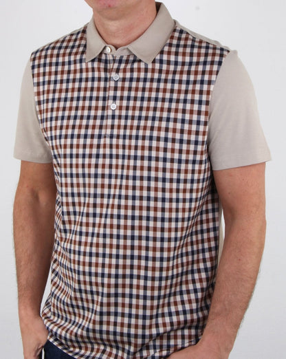 Aquascutum Dillon Club Check Polo Shirt classic vicuna