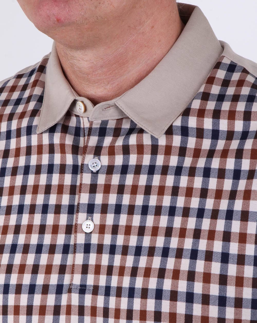 Aquascutum Dillon Club Check Polo Shirt classic vicuna