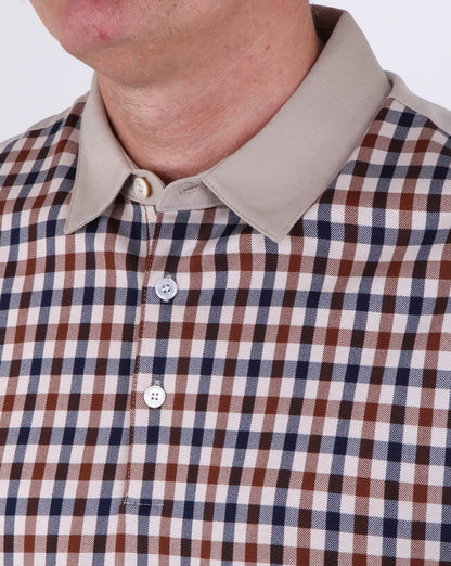 Aquascutum Dillon Club Check Polo Shirt classic vicuna