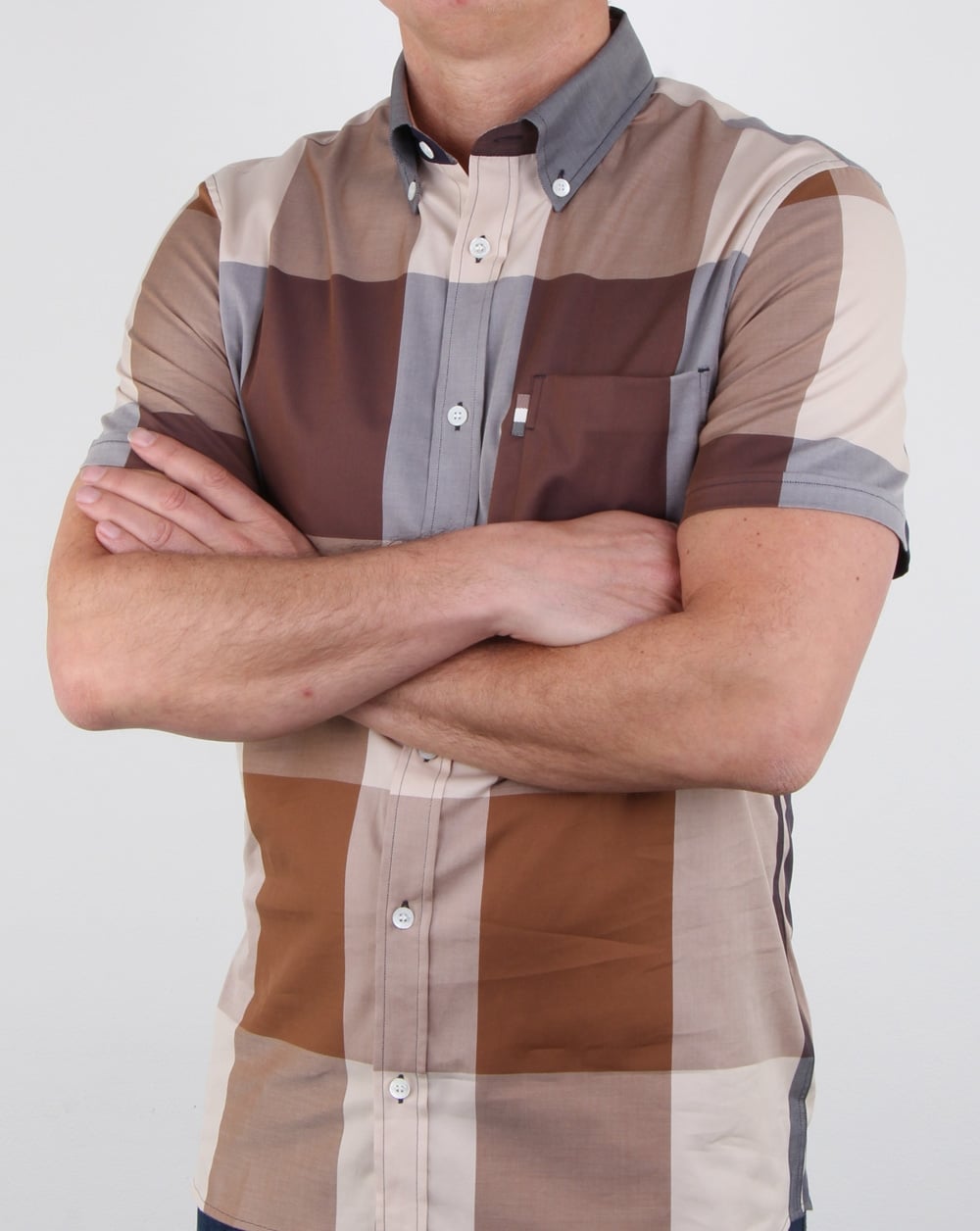 Aquascutum Henlake Giant Club Check Ss Shirt Vicuna