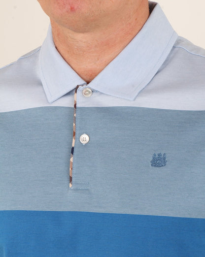 Aquascutum Romney Gradient Stripe Polo Shirt Blue