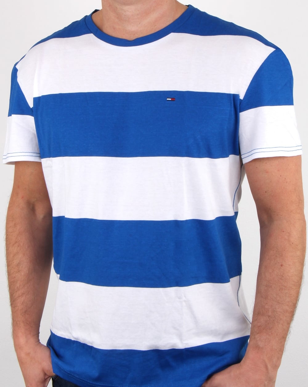 Tommy Hilfiger Race Stripe T Shirt Blue and White