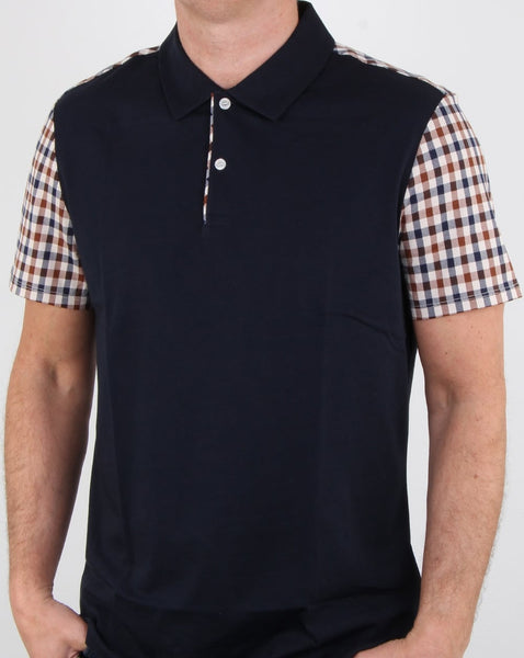 Aquascutum Rutland Vicuna Detail Polo Shirt Navy