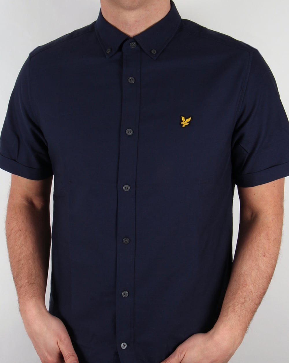Lyle And Scott Short Sleeve Oxford Shirt Navy Button