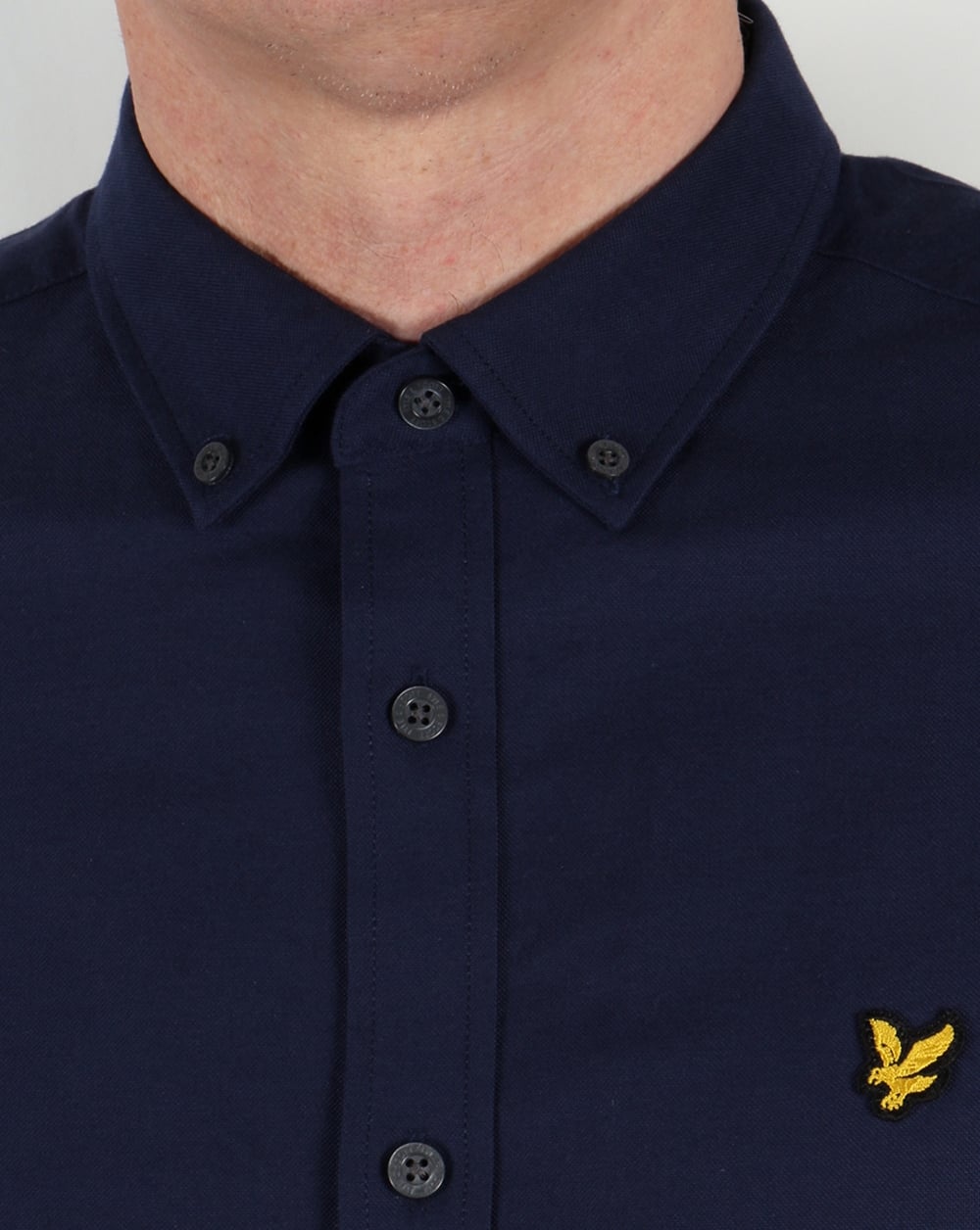 Lyle And Scott Short Sleeve Oxford Shirt Navy Button