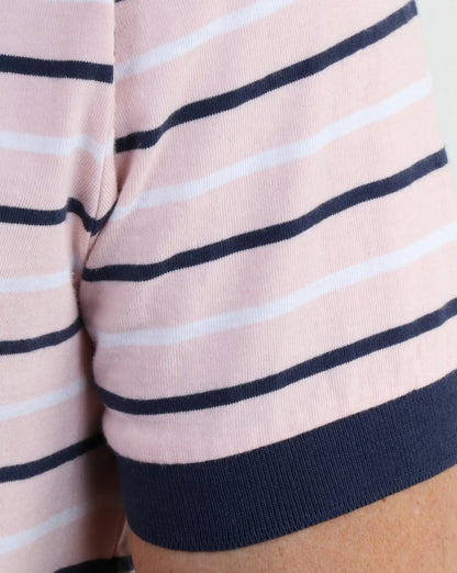 Ellesse Light Pink Navy Striped Polo Shirt