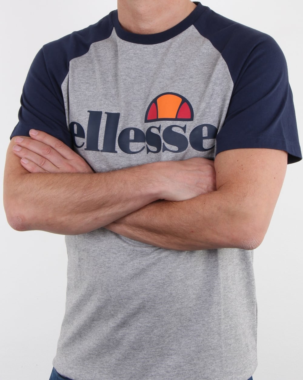 Ellesse Contrast T Shirt Grey Marl Navy