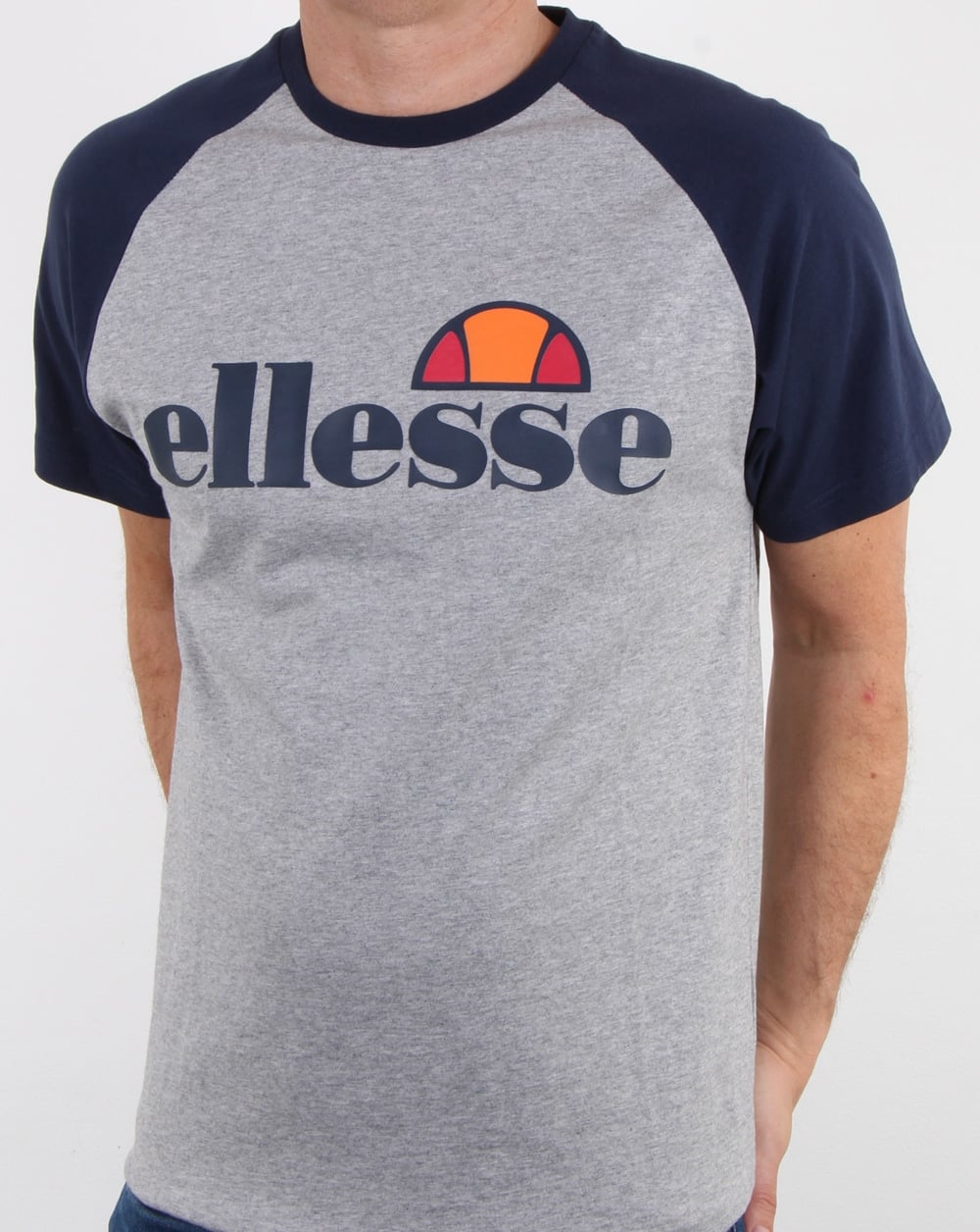 Ellesse Contrast T Shirt Grey Marl Navy