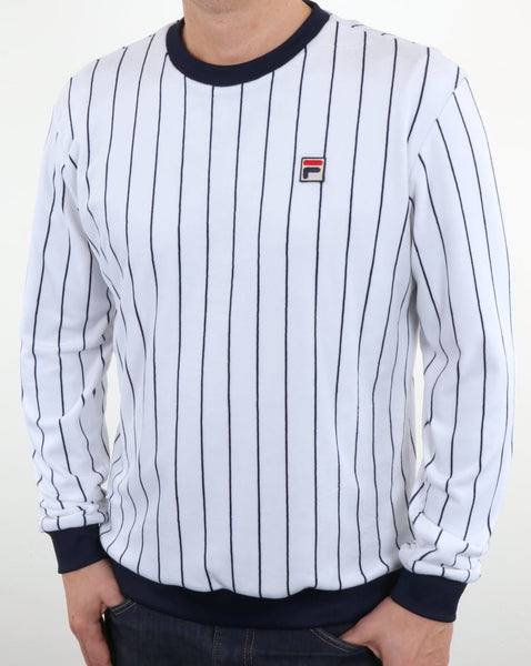 Fila Vintage Velour Stripe Sweat Top White