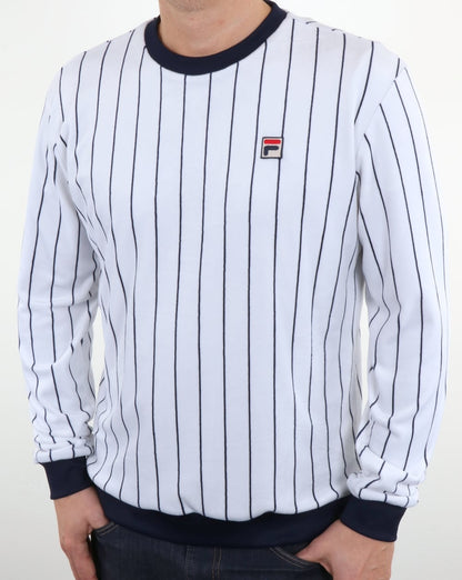 Fila Vintage Velour Stripe Sweat Top White