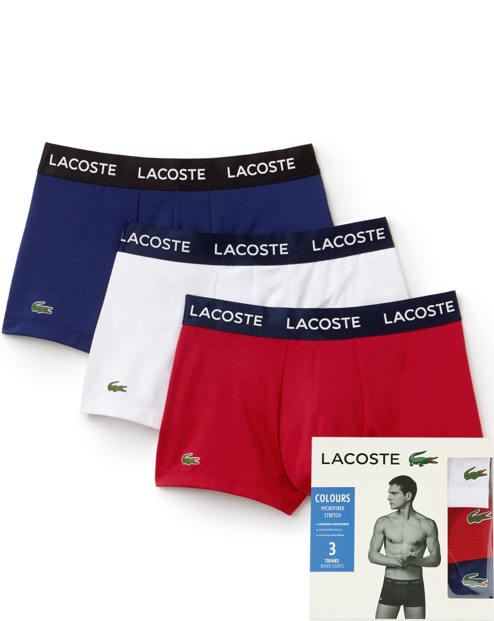 Lacoste Triple Pack Boxer Shorts White/Red/Blue