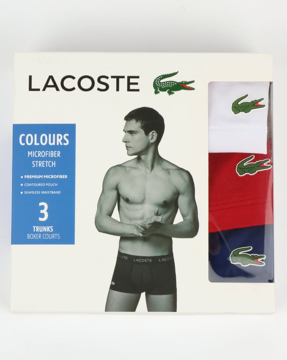 Lacoste Triple Pack Boxer Shorts White/Red/Blue