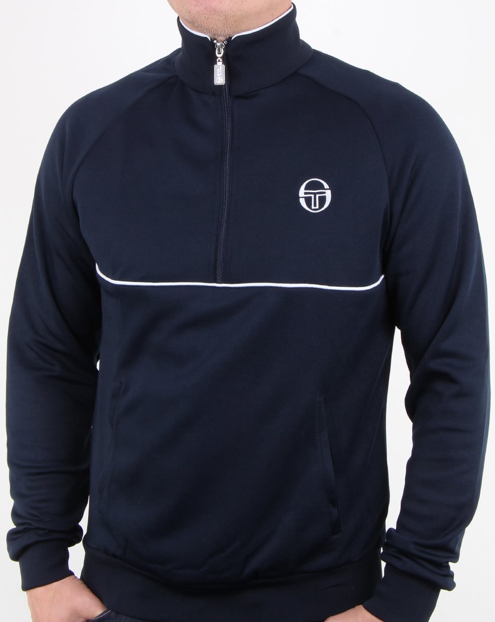 Sergio Tacchini Orion Half Zip Track Top Navy/White