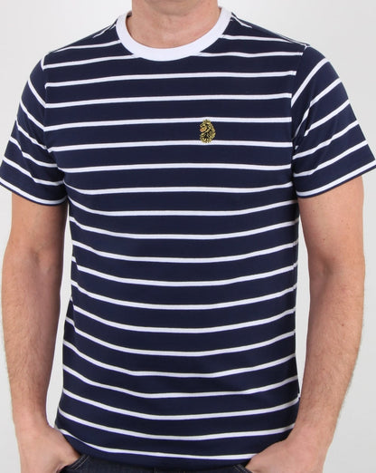 Luke Finn Fine Stripe T Shirt Navy