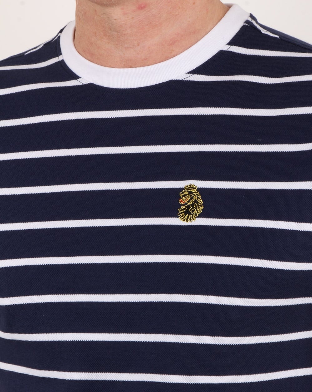 Luke Finn Fine Stripe T Shirt Navy