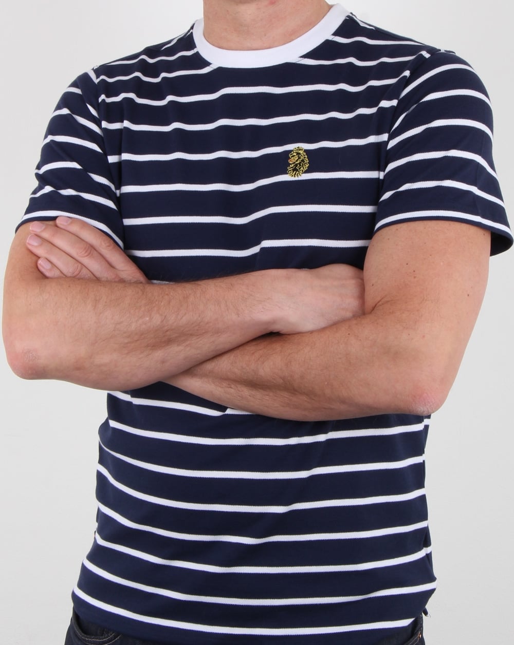 Luke Finn Fine Stripe T Shirt Navy