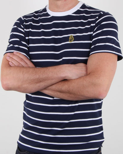 Luke Finn Fine Stripe T Shirt Navy