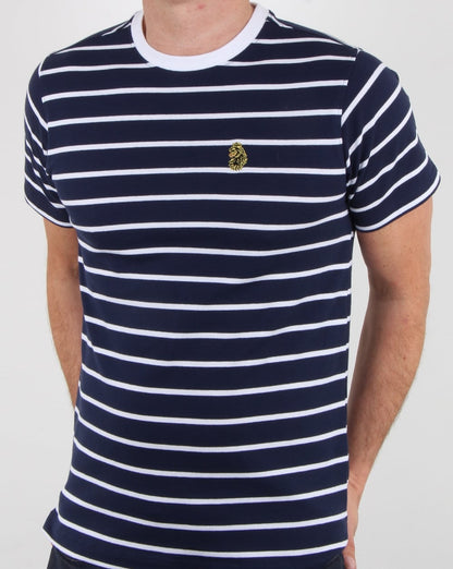 Luke Finn Fine Stripe T Shirt Navy