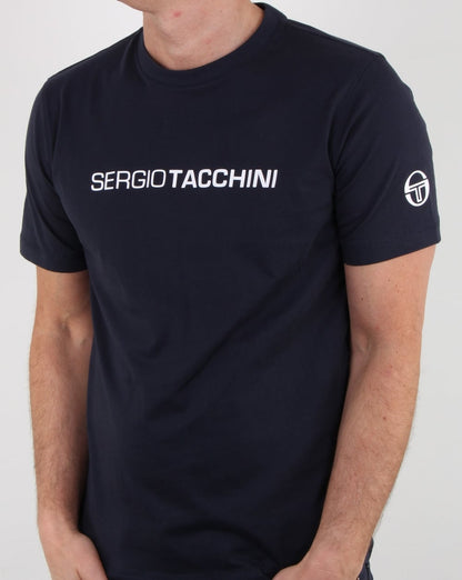 Sergio Tacchini linear logo T Shirt Navy