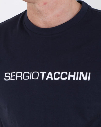 Sergio Tacchini linear logo T Shirt Navy