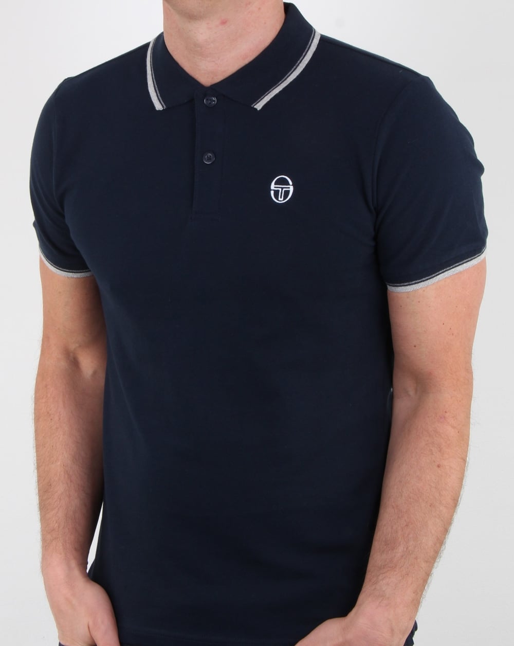Sergio Tacchini 80s Tipped Polo Shirt Navy