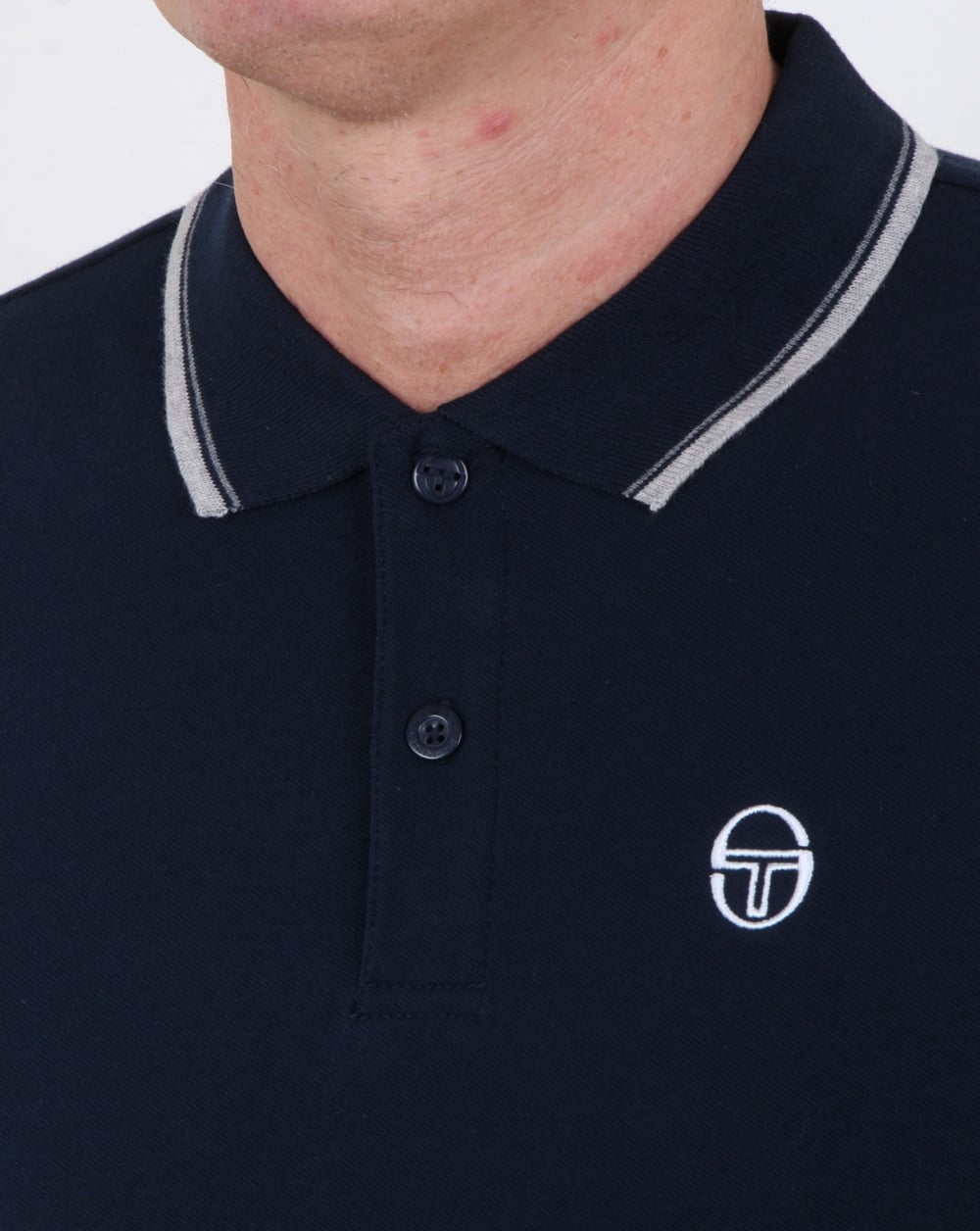 Sergio Tacchini 80s Tipped Polo Shirt Navy
